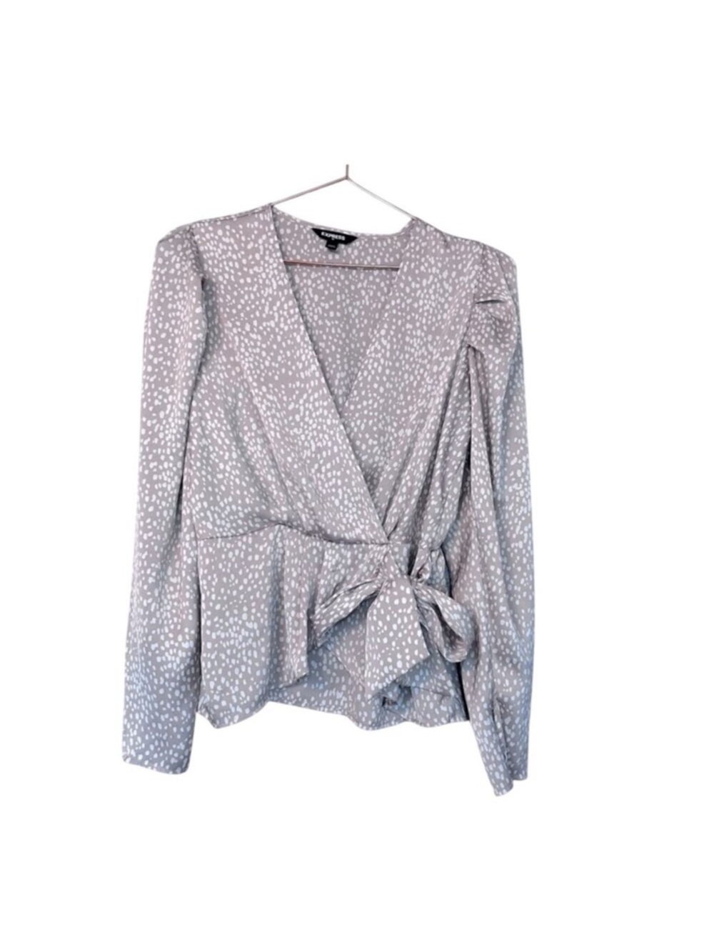 Express tan and White Printed Wrap Blouse